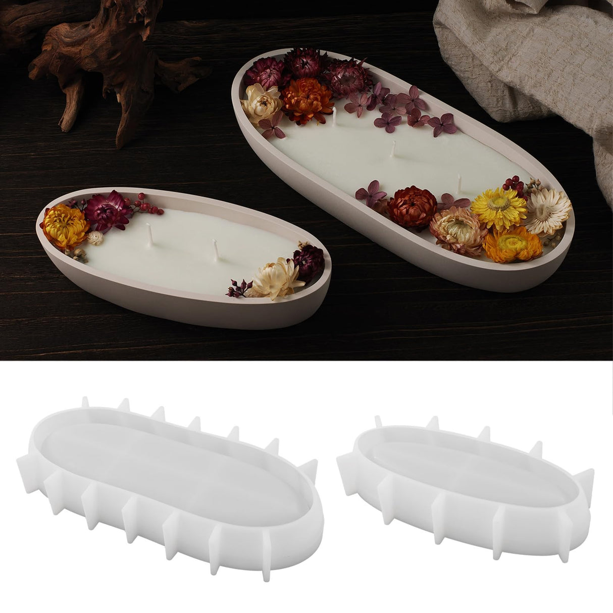 Wehous Silicone Mold Oval Bowl Resin Candle Boat Jar Epoxy Resin Storage Tray Container DIY Succulent Planter Cement Art Craft Jewelry Trinket Candy Holder Decor Wehous
