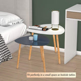 Bambloom Bamboo Nesting Coffee Tables - Small Coffee Table for Living Room, Set of 2 Triangle End Table Modern Side Table for Bedroom Apartment Balcony Yard Small Spaces, (White & Gray) Bambloom