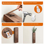 BOTOP Wood Wall Planter Indoor Wall Decor for Living Room Bedroom, 4 Pack Pocket Vases for Dried Flowers Faux Greenery Plants BOTOP