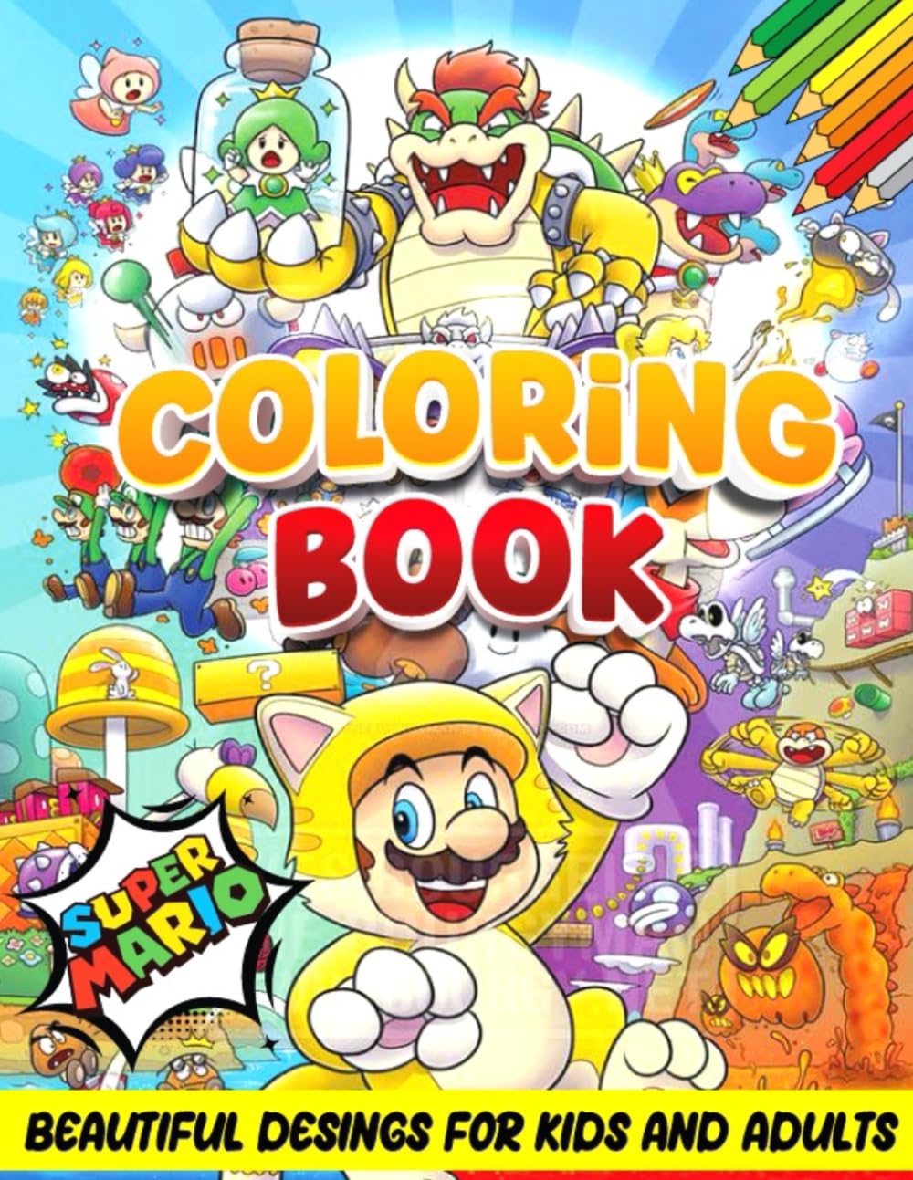 The Coloring Book: Beautiful Design with Fun M.rio's Colouring For Kids & Adults (Norwegian Bokmal Edition) Majosta