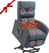 AVAWING Power Lift Massage Chair, Lift Recliner Chairs for Elderly, Electric Recliner W/Heat & Vibration, Linen Fabric Lift Chair with Side Pocket & USB Port for Living Room, Bedroom, Grey AVAWING