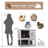 COZIVVOVV Wooden Rabbit Hutch Indoor Outdoor for Multiple Rabbits, Bunny Run Cage, 2-Tier Chicken Coop, Small Animal Pens Hutches Cat Kitten Enclosure COZIVVOVV