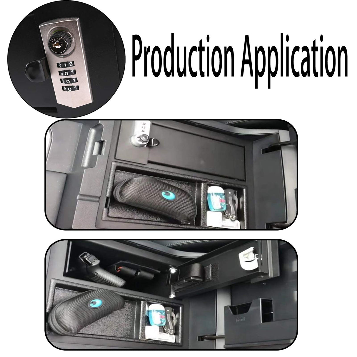 WEILEITE Center Console Gun Safe Pistol Vault Combination Combo Key Lock Handgun Box with 4-Digit Compatible with Toyota Tundra 2014-2021 Replaces 00016-34174 WEILEITE