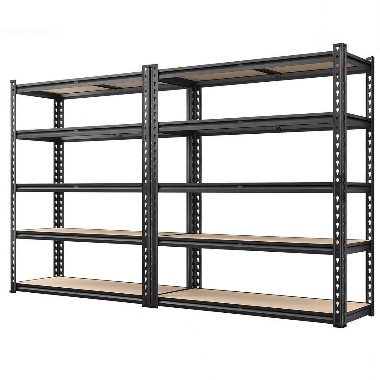 REIBII Set of 2 Garage Shelving, 2015LBS Adjustable Metal Shelving, 5 Tier Storage Shelves for Garage, Pantry, Kitchen, Basement 72.1" H x 35.54" W x 15.75" D Heavy Duty Shelving Unit REIBII