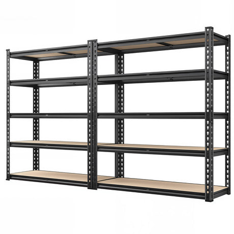 REIBII Set of 2 Garage Shelving, 2015LBS Adjustable Metal Shelving, 5 Tier Storage Shelves for Garage, Pantry, Kitchen, Basement 72.1" H x 35.54" W x 15.75" D Heavy Duty Shelving Unit REIBII