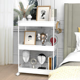 SPACELEAD 3-Tier Utility Storage Cart, Mobile Utility Cart with Lockable Caster Wheels, Rolling Carts Organizer for Bathroom Laundry Kitchen,Used as Book Art Snack lash Makeup Diaper cart, White SPACELEAD