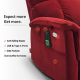 MCombo Large-Wide Dual Motor Power Lift Recliner Chair, Massage and Dual Heating for Elderly People, Infinite Position, Fabric R7166 (Burgundy) MCombo