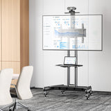 PERLESMITH Rolling/Mobile TV Cart with Wheels for 32-82 Inch LCD LED 4K Flat Screen TVs - TV Floor Stand with Shelf Holds Up to 100 lbs, Height Adjustable Trolley Max VESA 600x400mm- PSTVMC05 PERLESMITH