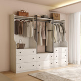 TUSY Larger Armoire Wardrobe Closet with 3 Hanging Rods & 8 Drawers, 81.9" Tall Modern White Bedroom Armoire System, Walk-in Closet Systems Organizer, 81.9”H x 19.7”D x 94.5”W, CAC TUSY