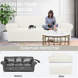 Easy-Going Stretch Oversized Loveseat Slipcover 1-Piece Sofa Cover Furniture Protector Couch Soft with Elastic Bottom for Kids Polyester Spandex Jacquard Fabric Small Checks Cream Easy-Going