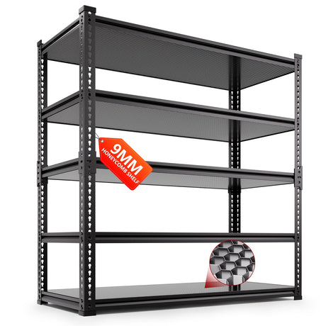 Lauxery Heavy-Duty Garage Shelving Unit | 3000lbs Capacity | Easy Assembly | Innovative Honeycomb Shelves | 5-Tier Adjustable Industrial Shelf for Basement/Pantry/Warehouse| 72" H x 48" W x 18.9" D Lauxery
