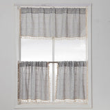 YoKii Boho Tassel Valances for Windows Modern Farmhouse Cotton Linen Valance Kitchen Curtains Topper Country Gingham Window Treatments Tier Curtain for Bathroom Bedroom Decors (W52 x L18, Gray) YoKii