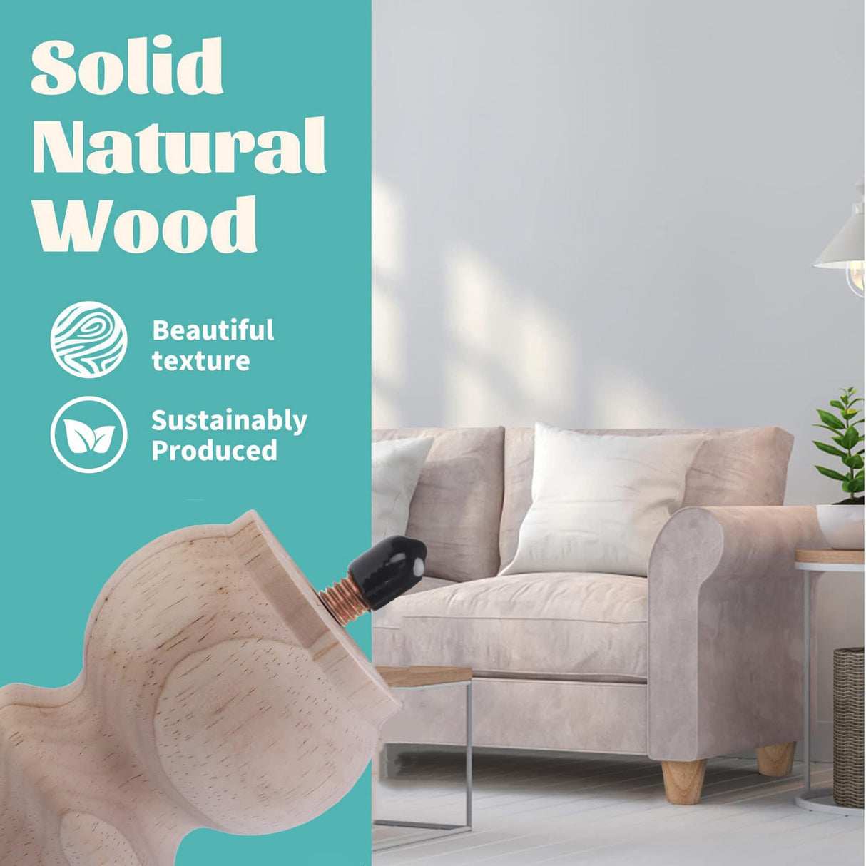 Txcucc 3 Inch Wooden Unfinished Bun Feet for Dresser Legs Couch Sofa Cabinet Ottoman DIY Replacement Wood Furniture Legs Set of 4 M8 Bolt Screw in (3”) Txcucc