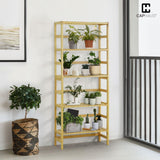 CAPHAUS 5-Tier Adjustable Bamboo Storage Shelf - Multifunctional Organiser for Home & Garden CAPHAUS