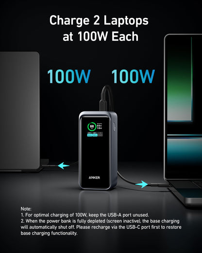 Anker Prime Power Bank 200W, 20,000mAh Portable Charger 3-Port with 100W Charging Base, Smart Digital Display, Compatible with iPhone 16/15/15 Plus/15 Pro/15 Pro Max/14 Series, MacBook, Samsu - WoodArtSupply