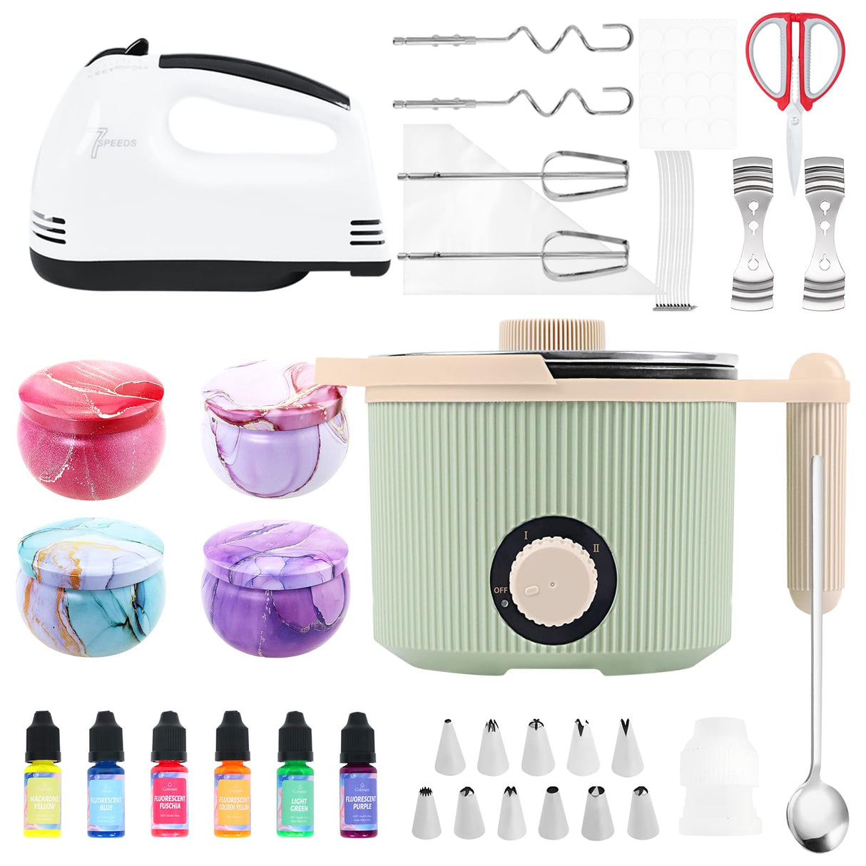 TOAUTO Candle Making Kit with Wax Melting Pot & Cake Decoration Set - Includes Piping Tips, Mixer & More for DIY Candle & Cake Decorating, Perfect for Candle Cake Creations and Crafting TOAUTO