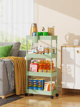 LEHOM Slim Rolling Storage Cart - 4 Tiers Bathroom Organizer Utility Cart Slide Out Storage Shelves Mobile Shelving Unit for Kitchen, Bedroom, Office, Laundry Room, Small Narrow Spaces, Green LEHOM