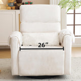 Rhevoy Oversized Power Recliner Chair, 26" Extra Wide Swivel Rocker Recliner with Adjustable Headrest, Chenille Glider Rocking Nursery Chair with Overstuffed Armrest, USB Ports, Cream Rhevoy