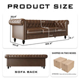 LaiBiKe Leather Brown Sofa for Living Room Chesterfield 3 Seater Couch Sofa Comfortable Soft Sturdy Durable Furniture for Office Bedroom Apartment Hotel Place (03-Brown-80) LaiBiKe