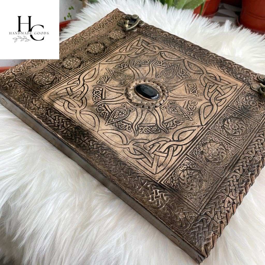 handborncraft Personalized Binder Leather Binder, Custom Binder, Leather 3-Ring Binder, Leather Portfolio Men, Wedding Planner, Sun with Stone Leather Binder, Office Gifts, Corporate Gift handborncraft