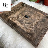 handborncraft Personalized Binder Leather Binder, Custom Binder, Leather 3-Ring Binder, Leather Portfolio Men, Wedding Planner, Sun with Stone Leather Binder, Office Gifts, Corporate Gift handborncraft