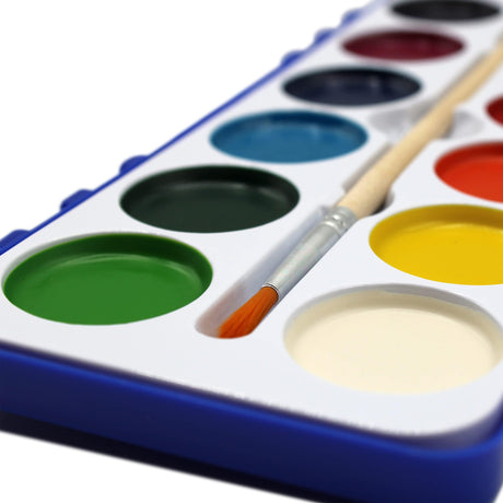 Watercolor Paint Pack with Wood Brushes 12 Washable Colors (0.61 Ounce (Pack of 18)) Color Swell