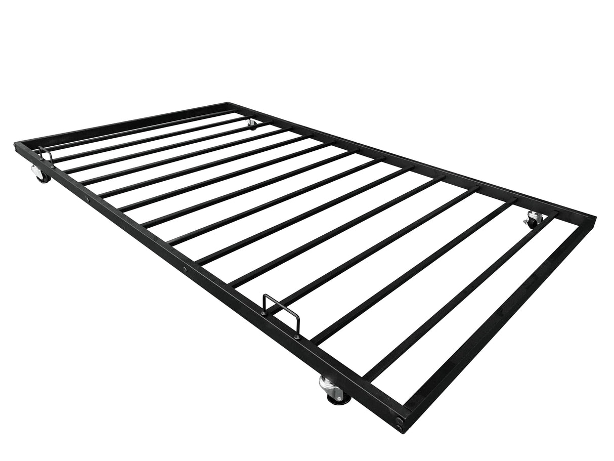 ASKVDL Twin Over Twin Metal Bunk Bed with Trundle,Convertible Twin Size Bunkbeds for Kids Teens Adults,Heavy Duty Metal Slats Bed Frame/Save Space,No Spring Box Required,Black ASKVDL