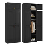 TIMELESS PIECES 86" Metal Wardrobe Cabinets,Black Armoire Wardrobe Closet with Hanging Rod,Clothes Storage Cabinet with Adjustable Shelves and Doors,Clothing Cabinet for Bedroom,Laundry Room TIMELESS PIECES