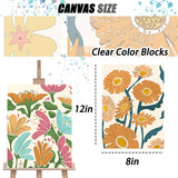 4 Pack Easy Paint by Numbers Kit for Adults Beginner,Small Paint by Number Kits for Flowers ,Number Artist Paint by Number Kit for Adult Painting by Numbers for Adults Canvas 8x12 IN（Without Frame） TONGZONGFU
