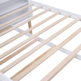 Merax Queen Size Bed Frame with Pull Out Shelves and Twin XL Size Trundle, Wooden Platform Bed with Storage Headboard for Bedroom, No Box Spring Needed Merax