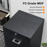 VINGLI 2-Drawer Small Rolling File Cabinet with Lock, Wood Filing Cabinet for Hanging Letter Size Filings with Tabs, Mobile Under Desk File Cabinet for Home Office, Classic Black, 27.2" H VINGLI