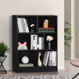YAHARBO 7 Cube Black Wooden Bookshelf - 3 Tier Modern Organiser for Home and Office YAHARBO