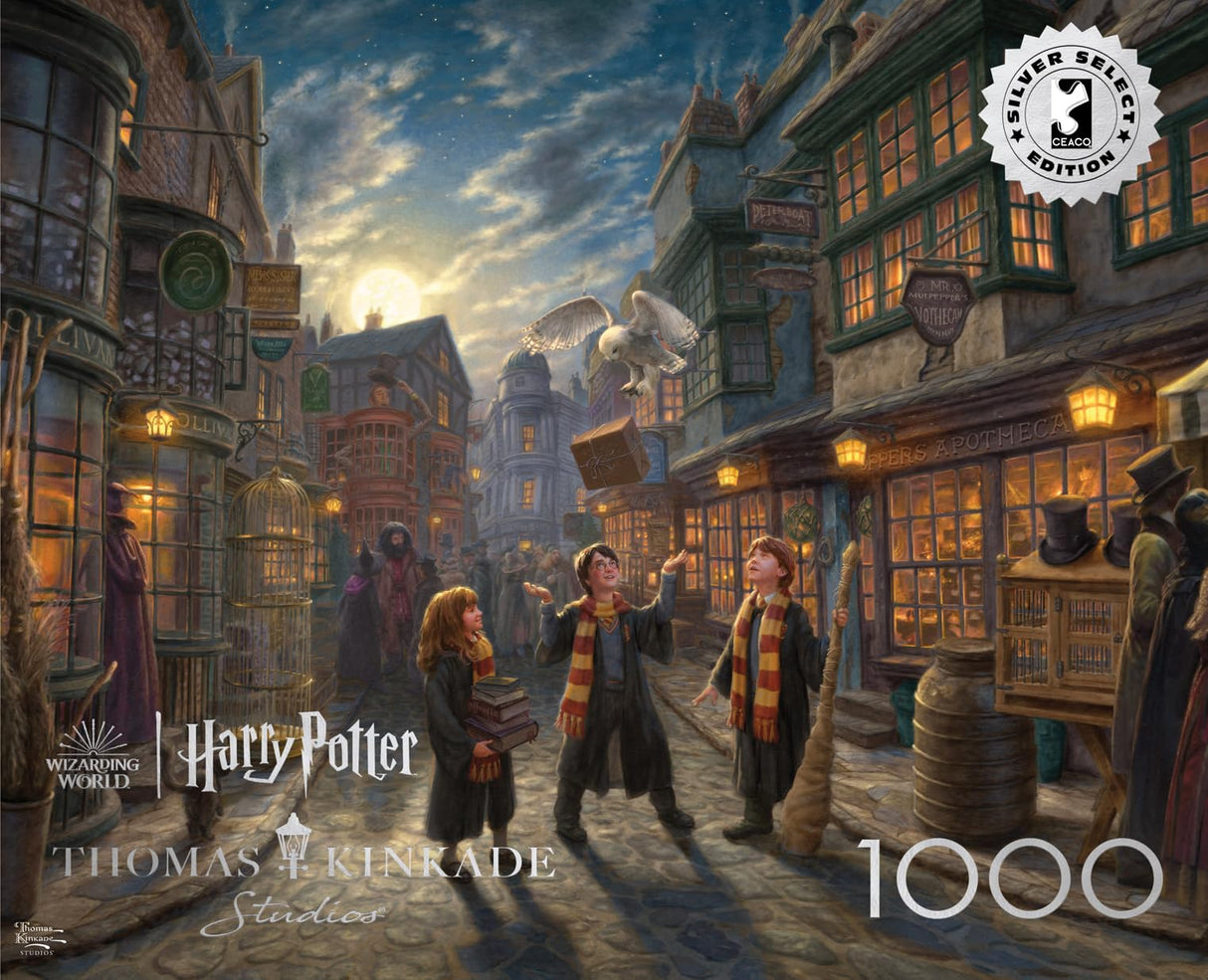 Ceaco - Silver Select - Thomas Kinkade - Harry Potter Diagon Alley - 1000 Piece Jigsaw Puzzle for Adults -Challenging Puzzle Perfect for Game Nights - Size is 26.75 x 19.75 Buffalo Games