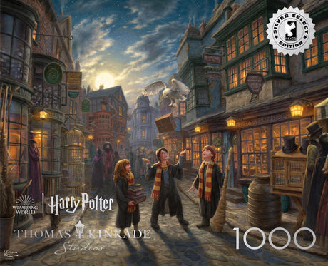 Ceaco - Silver Select - Thomas Kinkade - Harry Potter Diagon Alley - 1000 Piece Jigsaw Puzzle for Adults -Challenging Puzzle Perfect for Game Nights - Size is 26.75 x 19.75 Buffalo Games