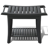 Bamboo Shower Stool Bench Waterproof with Storage Shelf for Shaving Legs or Spa Bath Seat in Bathroom & Inside Shower for Adults Seniors Elderly (24 x 13.4 x 18.5 inches+Black) Zhuoyue