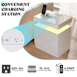 AMERLIFE 5 Piece Modern Living Room Table Set, Includes 70" Fireplace TV Stand, 2-Tier Coffee Table, 2 X Side Tables with Charging Station, LED Media Furniture, White AMERLIFE