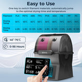 Sovol Filament Dryer, SH02 Dry Box Filament Sealed Storage Box 3D Printer Spool Holder with PTC Heater, Filament Dehydrator with Touch Screen, One Key Set, Compatible with PLA PETG TPU ABS 1.75/2.85mm Sovol