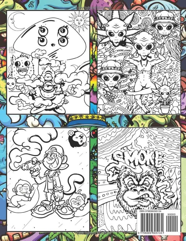 Stoner Coloring Book For Adults: Funny Weed Coloring Pages With Many Cute Characters To Color, Relaxation And Stress Relief