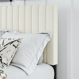 AILUNWALL Twin Size Bed Frame, Velvet Upholstered Platform Bed with Adjustable Tufted Headboard, Sturdy Frame and Slats, No Noiseless, No Box Spring Required, Easy Assembly, Beige AILUNWALL