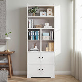 IRONCK Bookshelves and Bookcases with 4 Doors, 6-Tier Bookshelf with Storage Shelves 74.6 in Tall Bookcase for Home Office, Living Room, Bedroom, White IRONCK