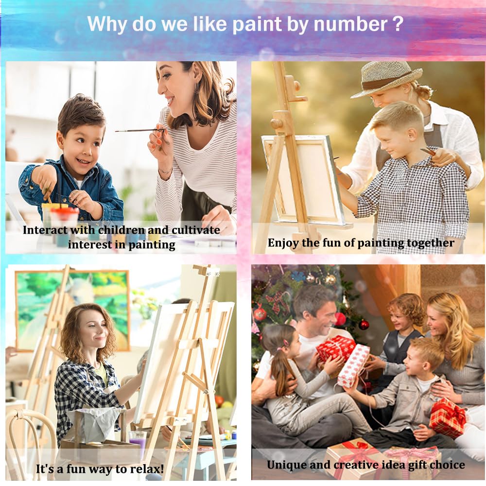 JUJUHOOD Romantic View Paris from Window Paint by Numbers Kit for Adults,Eiffel Tower Adult Paint by Number Kits,DIY Acrylic Paint by Number on Canvas for Home Wall Decor 16X20 Inch JUJUHOOD