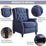 CANMOV Push Back Recliner Chair,Accent Chair, Mid Century Wingback Recliner, Fabric Push Back Recliner Chair Single Armchair Sofa with Rivet Decoration, Button-Tufted Back for Living Room,Dark Blue CANMOV