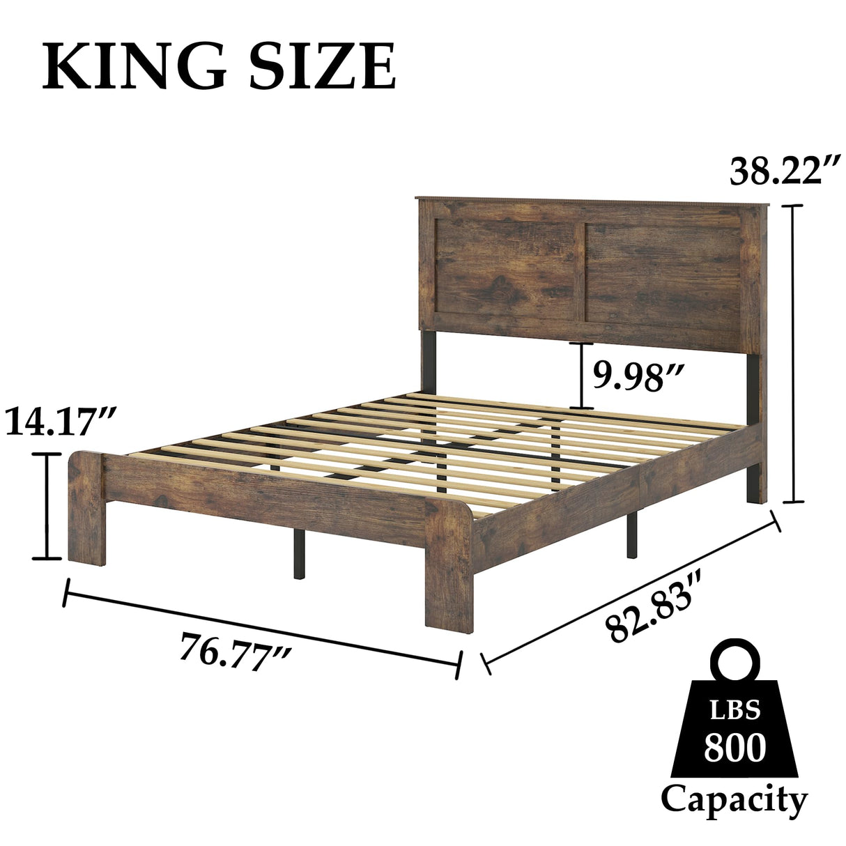 DWOYFO King Size Wood Platform Bed Frame with Headboard – Sturdy, Noise-Free, Easy Assembly in Dark Brown DWOYFO