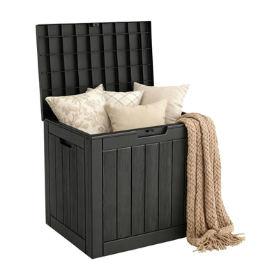 Mars Villa Deck Box, Waterproof Weatherproof and UV Resistant Resin Storage Bin with Lockable Lid, Ideal for, Outdoor, Patio Furniture Cushions, Pool Supplies, Garden Tools (31 Gallon, Black)