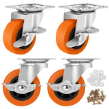 BOSGEOT Caster Wheels, 3 Inch Casters Set of 4, Heavy Duty Casters with Brake, Locking Casters with Polyurethane Wheels，Plate Swivel Casters Wheels for Furniture Carts,Workbench Casters BOSGEOT