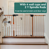 BABELIO 29-55" Extra Wide Baby Gate with Wood Pattern, Metal Auto Close Dog Gate,Pressure Mounted Pet Gate for Doorways, with Y Threaded Spindle Rods, No Tools Required BABELIO