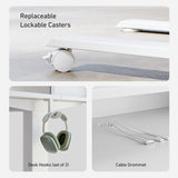 FEZIBO Sturdy Height Adjustable Electric Standing Desk with Drawers, 63 x 24 Inch Stand Up Table with Large Storage Shelf, Sit Stand Desk, White Top FEZIBO