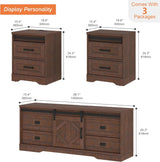 WAMPAT Farmhouse TV Stand with Charging Station and USB Ports for TVs up to 110" TVs,3 in 1 Wood Entertainment Center with 10 Drawers and Adjustable Shelves for Living Room, Rustic Brown WAMPAT