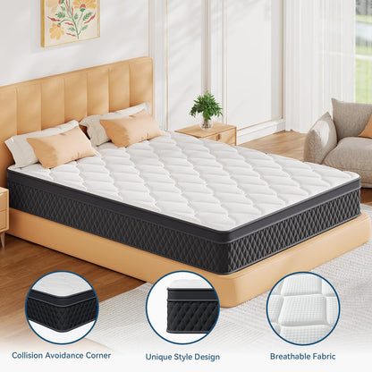 ELEMUSE 10 Inch King Mattress in a Box, Memory Foam Hybrid Mattress with Individually Pocketed Springs for Isolate Motion, Pressure Relief, CertiPUR-US Certified