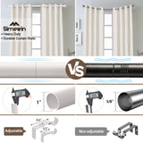SIMEWIN White Curtain Rods for Windows 28 to 48 Inches Adjustable Decorative 1 Inch Diameter Single Window Curtain Rod Set with Classic Finials, White Finishing SIMEWIN
